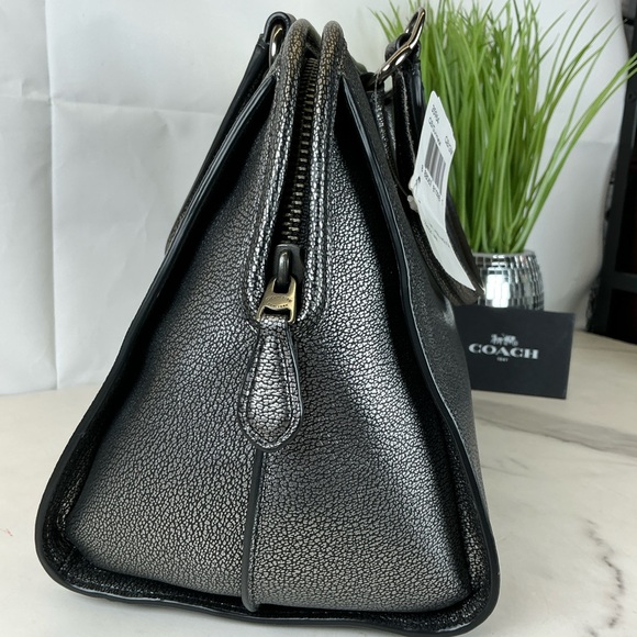 Coach Nolita Gunmetal Metallic Black Satchel Pebble Leather Crossbody Bag NWT - Picture 12 of 16